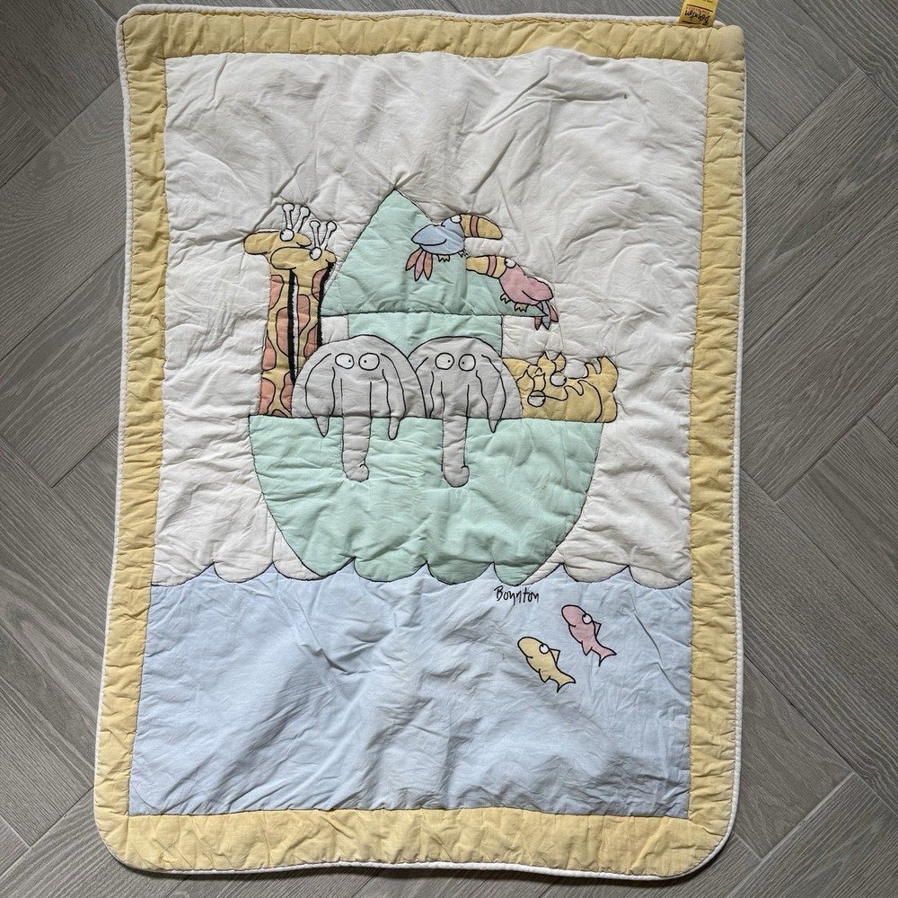 Sandra Boynton Vintage Baby Noah's Ark Animals Comforter Crib Blanket
